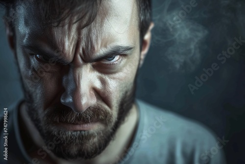 a man with a beard and mustache with water drops on his nose