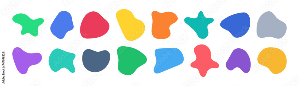 Organic blob shapes. Abstract irregular forms. Liquid round deformed elements. Isolated collection on white background. Organic blob shapes. Abstract irregular forms. Liquid round deformed elements. Isolated collection on white background.