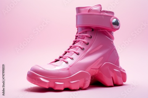 a pink boot with a pink background