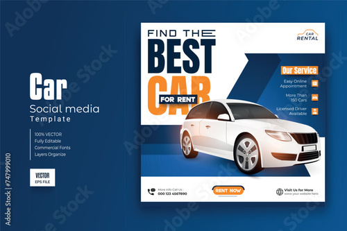 Car rental and automotive social media post template