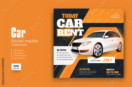 Car rental social media banner or instagram post template