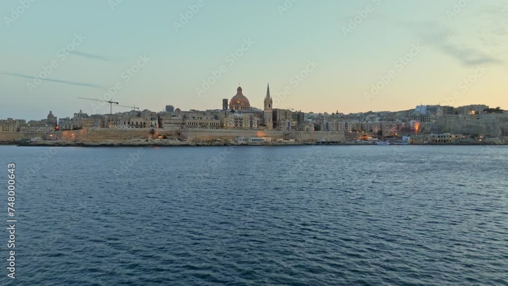 Evening sunset view of Valletta - capital of Malta island Evening sunset view of Valletta - capital of Malta island