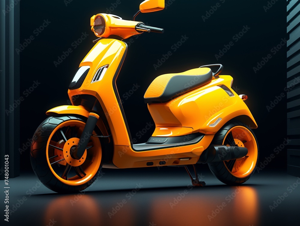 Obraz premium a yellow scooter on a black surface