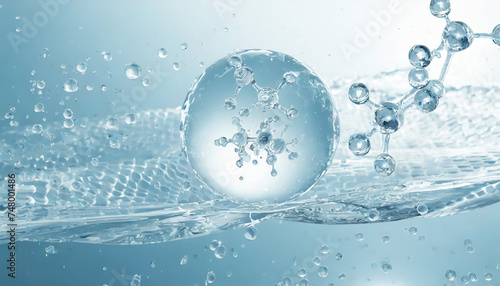 Liquid bubble  a molecule inside a liquid bubble against a background of splashing water DNA