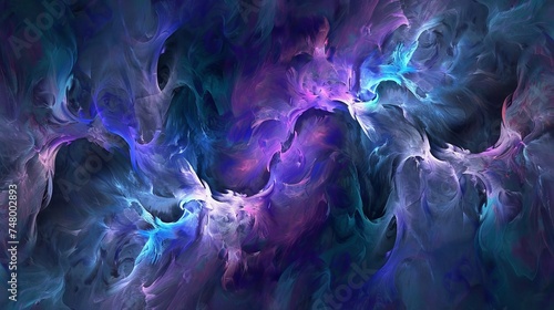 Abstract blue and purple waves on dark background for modern design projects and artistic concepts photo