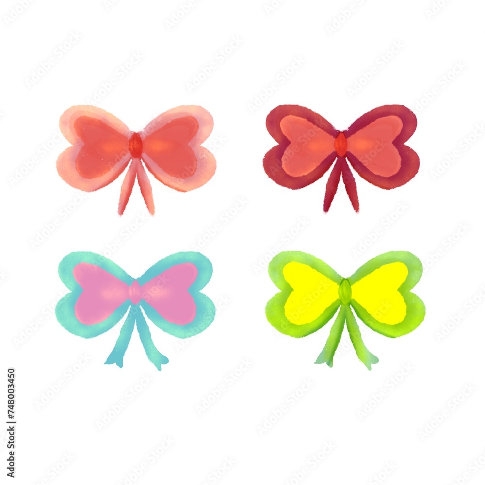 Set of bows with ribbons Set of bows with ribbons