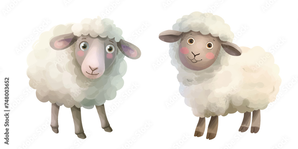 cute sheep watercolour vector illustration cute sheep watercolour vector illustration