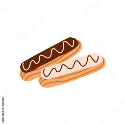 Icon of eclairs chocolate on a white background. © Valentyna