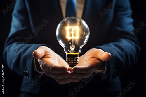 a person holding a light bulb