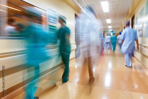 crowded hospital corridor