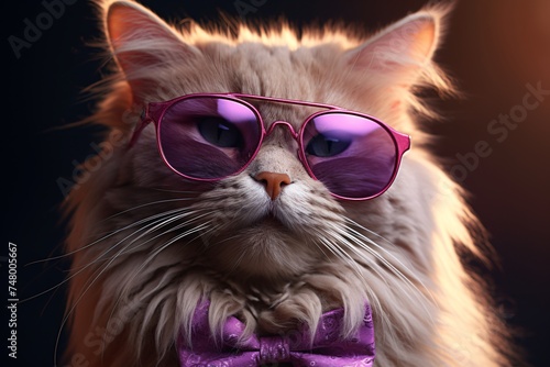 a cat wearing sunglasses and a bow tie © TONSTOCK