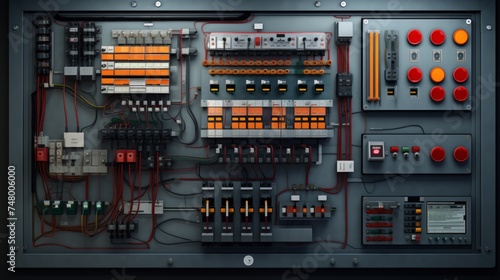 Compartment of electrical equipment in a complete transformer substation. Neural network AI generated art