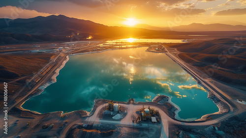Salt lake for lithium extraction in South America, AI generated