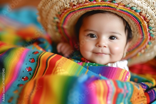 a baby wearing a sombrero