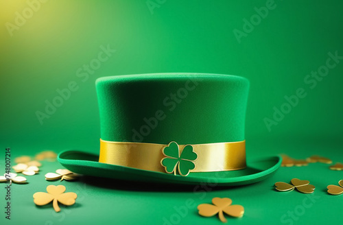 Green hat with gold 3D shamrocks.