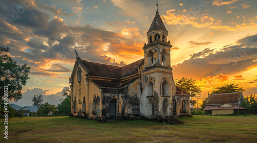 The historic old church located in the Thailand.