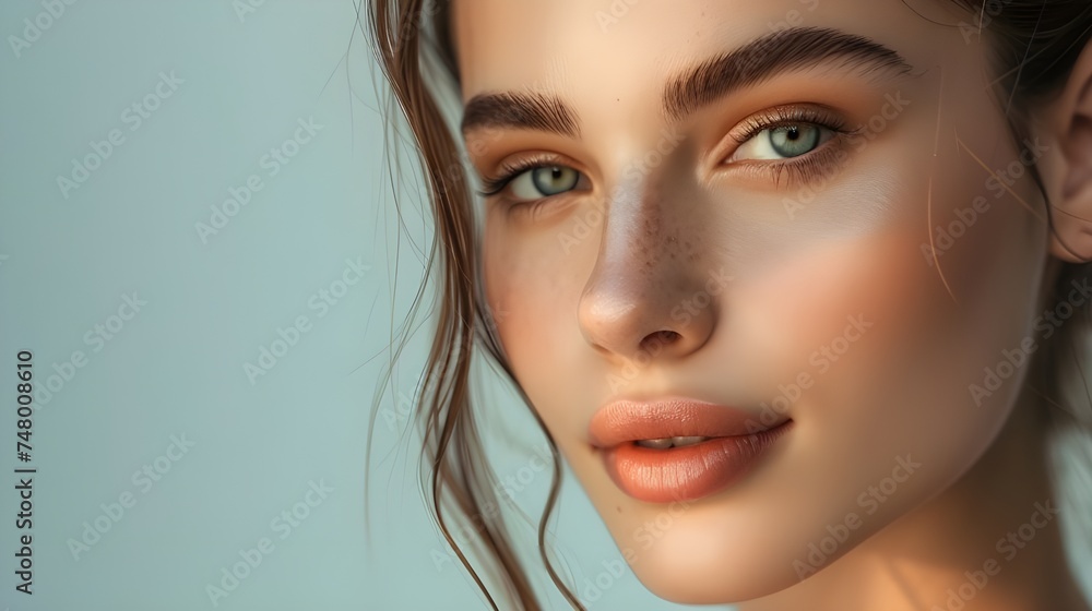 Radiant beautifull CloseUp of Young Womans Clean Skin with Cream on Cheeks Radiant beautifull CloseUp of Young Womans Clean Skin with Cream on Cheeks