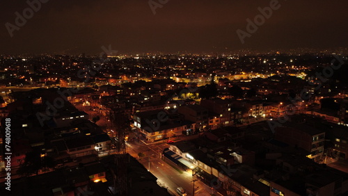 aerial images of the nights in Bogota with its colors and its sky #748009618