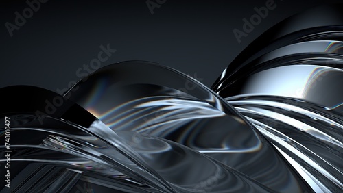 Crystal Dark Atmosphere Unified Elegant Modern 3D Rendering Abstract Background with Black Background