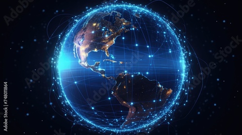 Technology Earth Globalization Abstract with Connect line
