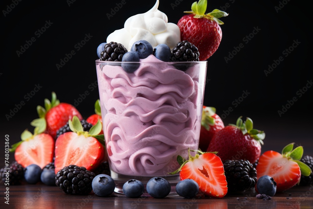 Fresh smoothie in glass on table, right position for healthy drink concept in a modern lifestyle Fresh smoothie in glass on table, right position for healthy drink concept in a modern lifestyle