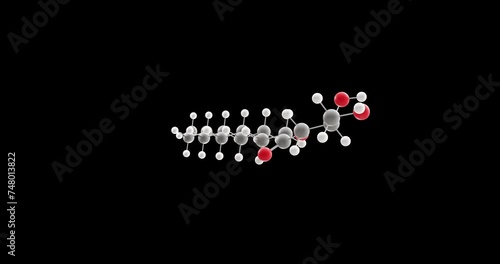 Monolaurin molecule, rotating 3D model of monoglyceride, looped video on a black background photo