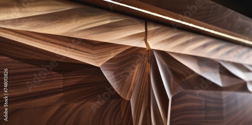 Modern and polished aesthetic achieved through a glossy finish on the woodworking wall surface structure design