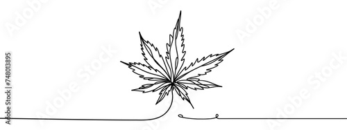 Cannabis leaf one line art illustration for your company logo or marketing