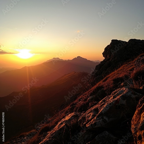Mountain sunrise landscape view © thesweetsheep