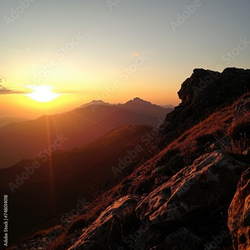 Mountain sunrise landscape view