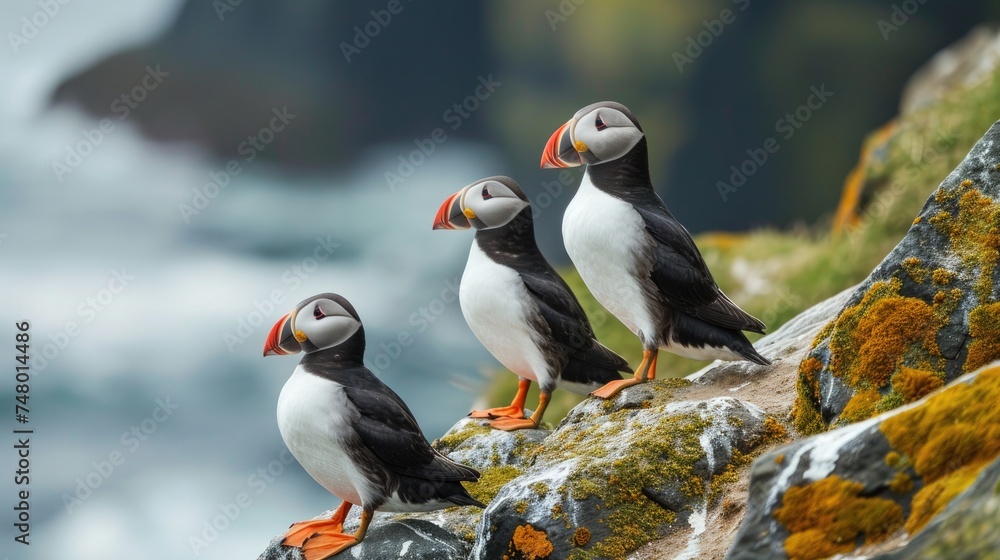 Fototapeta premium Atlantic Puffin or Common Puffin, Fratercula arctica