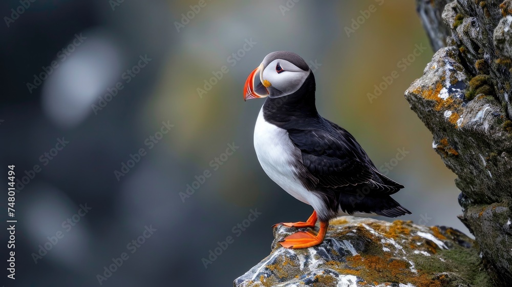 Fototapeta premium Atlantic Puffin or Common Puffin, Fratercula arctica