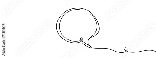 Speech bubble in One line drawing. Dialogue Chat cloud in simple linear style. Editable stroke. Doodle Vector illustration