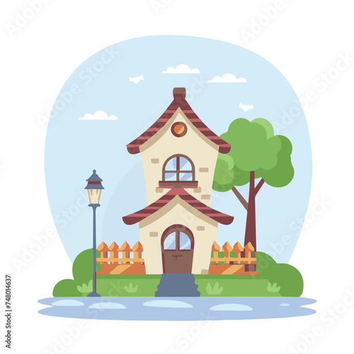 house_with_a_tree_Vector_illustration