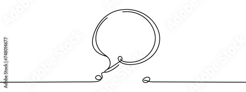 Speech bubble in One line drawing. Dialogue Chat cloud in simple linear style. Editable stroke. Doodle Vector illustration