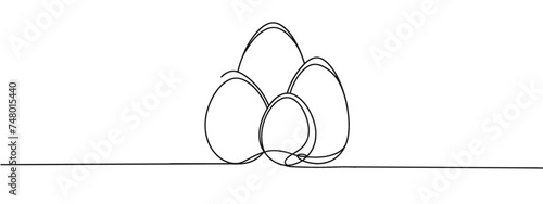 Egg line art, Continuous one line drawing of single egg shape, Black and white graphics