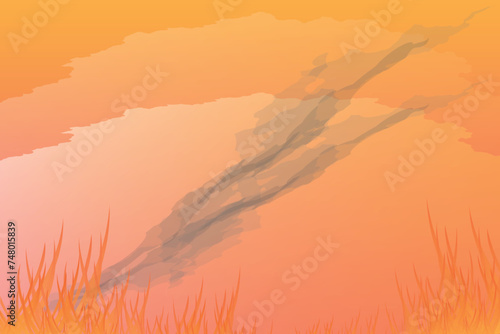 Environment protection illustration. Forest and bush fire.