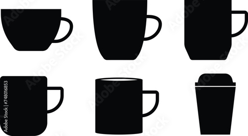 Cups for coffee and tea icon set