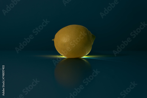 lemon on blue background