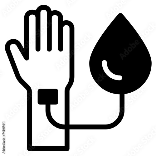 hand with blood transfusion icon