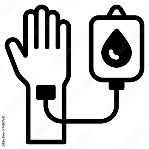 hand with blood transfusion icon
