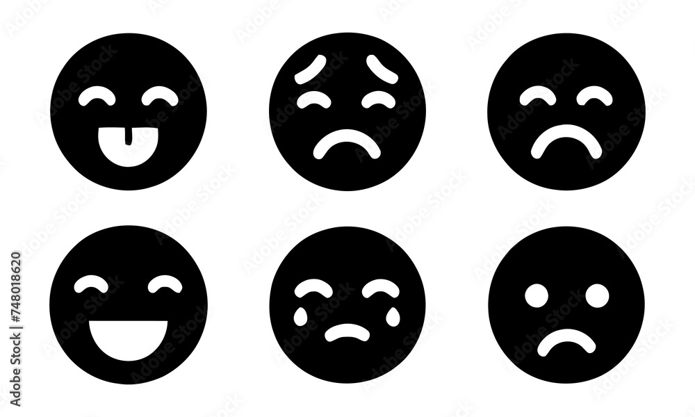 Emoticons Line and Silhouette Icon Set. Positive, Happy, Smile, Sad, Unhappy Faces Pictogram. Simple Emoji Collection. Customers Feedback Concept. Good and Bad Mood. Isolated Vector Illustration. Emoticons Line and Silhouette Icon Set. Positive, Happy, Smile, Sad, Unhappy Faces Pictogram. Simple Emoji Collection. Customers Feedback Concept. Good and Bad Mood. Isolated Vector Illustration.