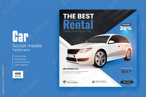 Car rental promotion social media post banner template