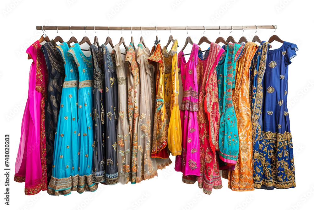 Ethnic Indian Clothing Assortment isolated on transparent background