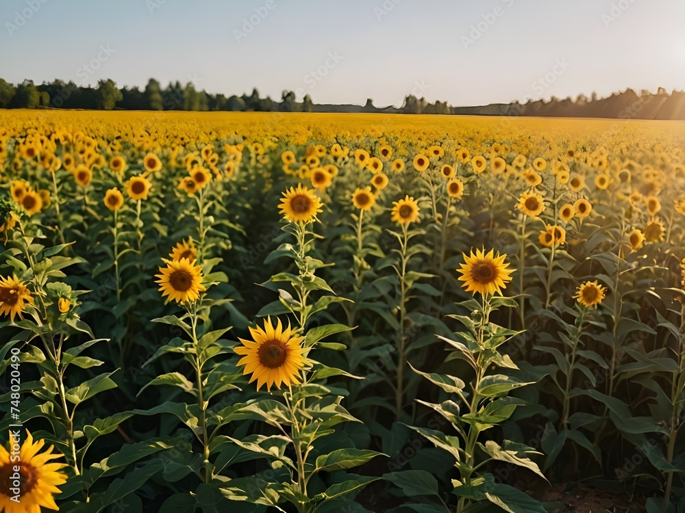 Obraz premium field of sunflowers in summer