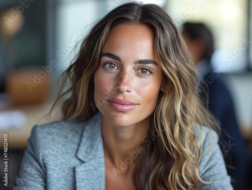 Portrait of confident businesswoman looking at camera in office