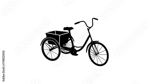 3 Wheel Bike, black isolated silhouette