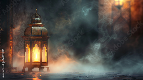 arabic lamp and mosque islamic celebration
