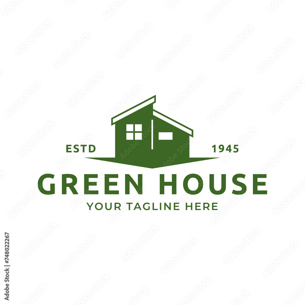 Green house logo design vector illustration. eco green home farm plant cultivation logo design Green house logo design vector illustration. eco green home farm plant cultivation logo design