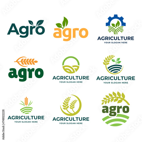 Agriculture logo, vector design set collection isolated on white background